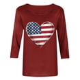 thumbnail image 6 of lcziwo 3/4 Sleeve T Shirts for Women Cotton Memorial Summer Tee Plus Size American Flag Print Anniversary Holiday Family Shirt Wine L, 6 of 6