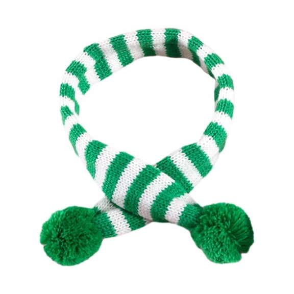 Bothyi Christmas Pet Scarf, Winter Neck Warmer, Knitted Pet Scarf for Family Gatherings Green stripe