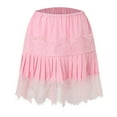 thumbnail image 4 of vigerkar Women Y2k Lace Slip Ruffle Mini Skirt Layered Pleated Casual Flowy Short Skirts 2025 Pink, L, 4 of 8