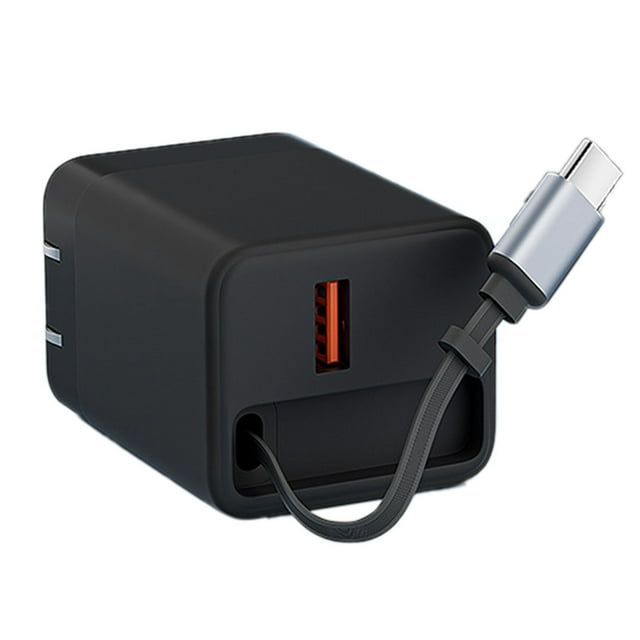 40W Port USB C and A Wall Charger Block with Retractable Compact Fast Charging Adapter for Multiple Devices FCC Certified Universal Power
