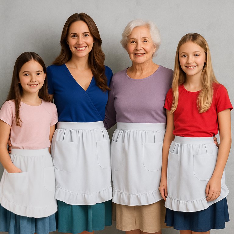Aspire Kids Waist Apron - Cotton Half Apron With Lace Trim & Two Pockets For Kitchen & Dress-Up