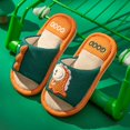 thumbnail image 2 of Otqutp Toddler Round Toe Shoes Cute Dinosaur Pattern House Slippers For Toddler Open Toe Cotton Linen Comfort Indoor Home Slippers For Girls Boys(Green,5.5-6 Years), 2 of 4