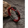 thumbnail image 2 of Double Skull Bracelets for Men, 316L Stainless Steel Cuff Punk Bracelets, Skeleton Row Genuine Leather Bracelet Gothic Jewelry, 2 of 6