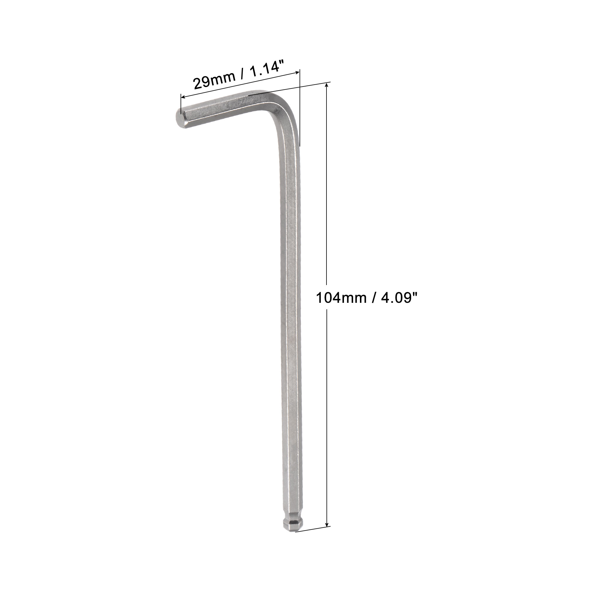 Unique Bargains Ball End Hex Key Wrench L Shaped Long Arm CR-V Silver 5/32"