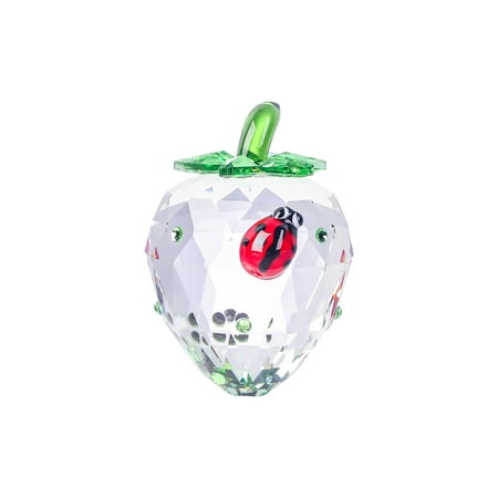 Crystal Strawberrie Figurines Collectibles Glass Fruits Decor for Office Tabletop Centerpiece Art Glass Paperweights Decoration for Home Kitchen Gifts for Mum，White Strawberries - Ladybugs