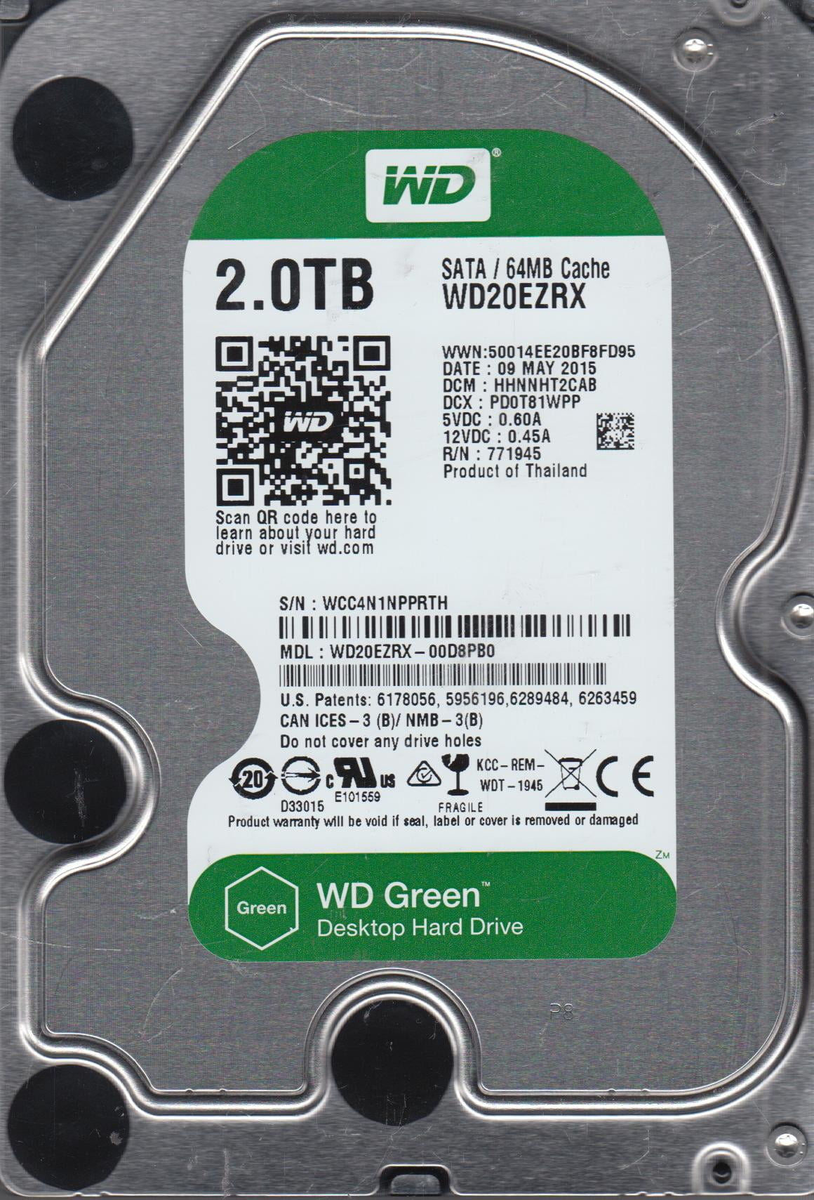 WD20EZRX-00D8PB0, DCM HHNNHT2CAB, Western Digital 2TB SATA 3.5 Hard ...