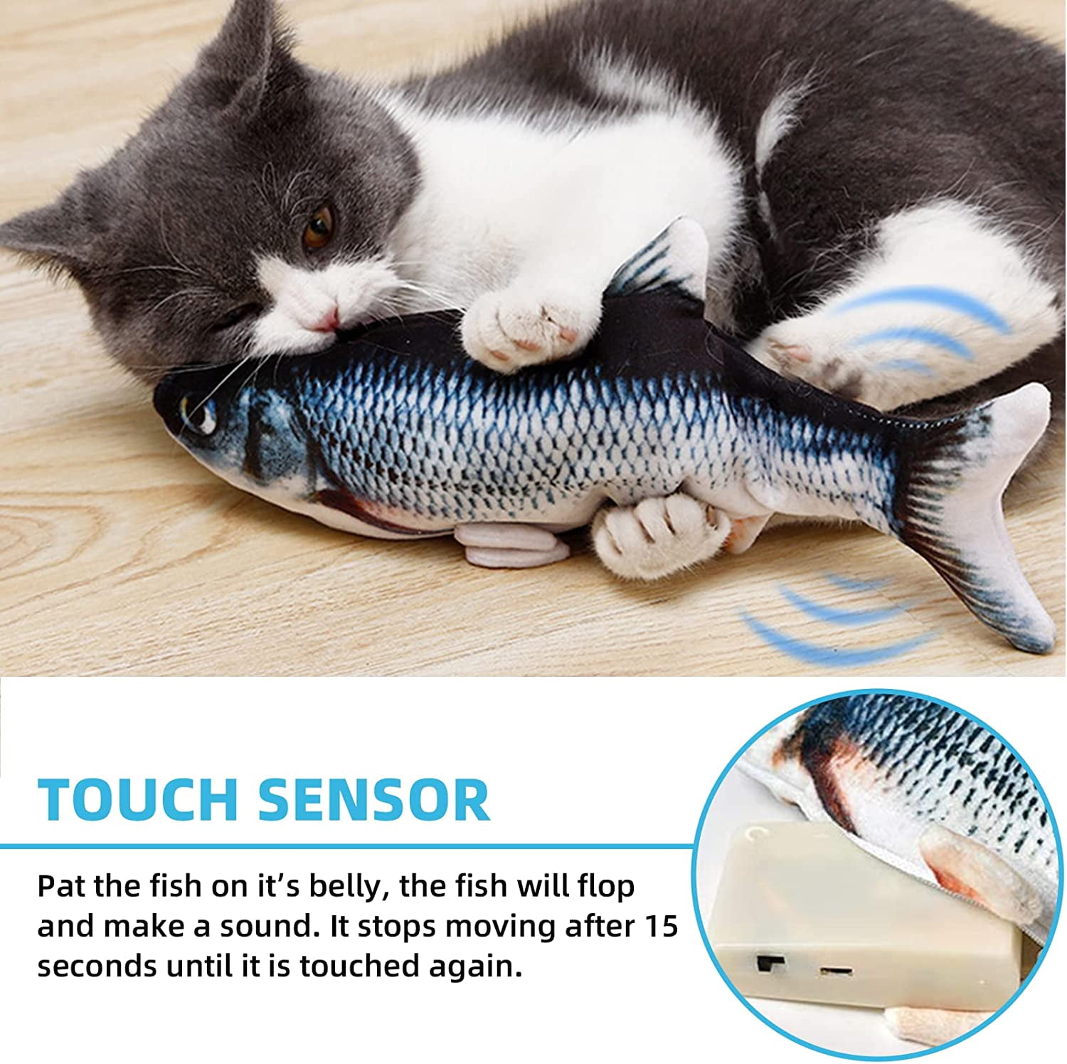 Floppy Fish Cat Toy, Realistic Flopping Fish Rocking Dog Toy, Electric Moving Fish with Interactive Function Cat Toy Pets Chew Bite Supplies Motion Sensor, USB Charged for Cat Exercise(Orange Roughy)