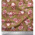 thumbnail image 1 of Soimoi Cotton Duck Fabric Skull & Begonia Floral Decor Fabric Printed Yard 42 Inch Wide, 1 of 3