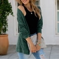 thumbnail image 3 of MRULIC cardigan for women Fashion Women Long Sleeve Casual Winter Cardigan Pocket Solid Color CoatWomen's Cardigan Green + US:4, 3 of 7
