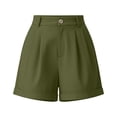 thumbnail image 4 of Women's Plus Size Solid Color Bermuda Shorts High Waist Straight Fit Casual Dressy Work Shorts with Pockets Army Green, 4 of 6