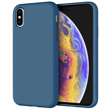 JETech Silicone Case for iPhone X, iPhone Xs, 5.8-Inch, Silky-Soft Touch Full-Body Protective Case, Shockproof Cover with Microfiber Lining (Blue Cobalt)