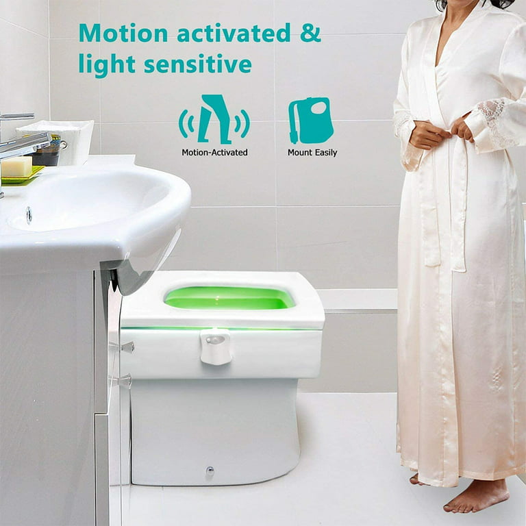 Heldig 2-Pack LED Toilet Night Light, Induction 16 Colors Waterproof Inside  Toilet Bowl Nightlight, Light Detection Sensor Shark Tank Seat Lamp