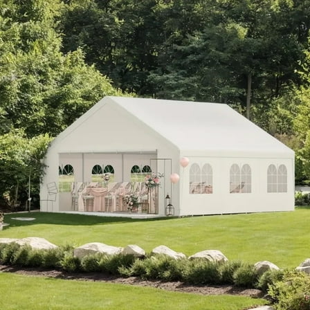 20x20FT Outdoor Heavy Duty Wedding Party Tent Carport Portable Garage With Removable Sidewalls,White