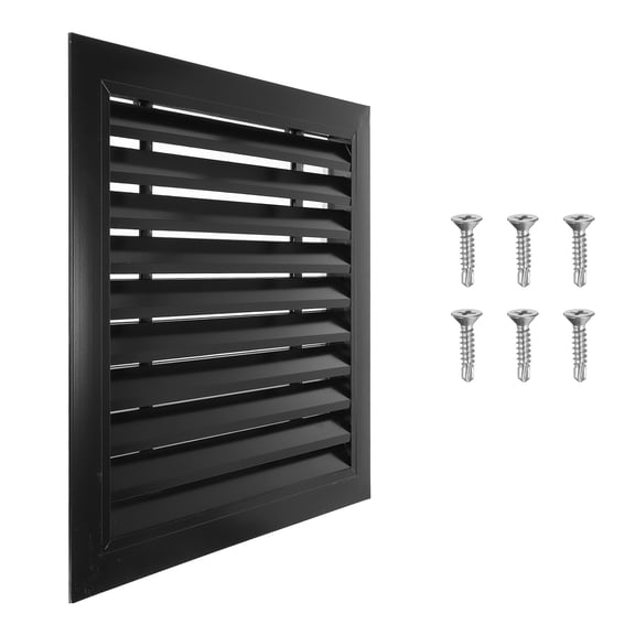 Uxcell 18x18 Inch Gable Vent, 1PCS Aluminum Alloy Wall Shed Vents with Strainer, Black