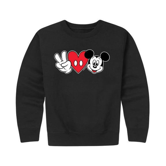 Mickey & Friends - Peace Love Mickey - Toddler And Youth Crewneck Fleece Sweatshirt