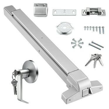BENTISM Push Bar Door Locks Panic Exit Device with Exterior Lever Emergency Lock Carbon Steel Commercial Door, with Exterior Lever and 3 Keys for Metal Wood Door