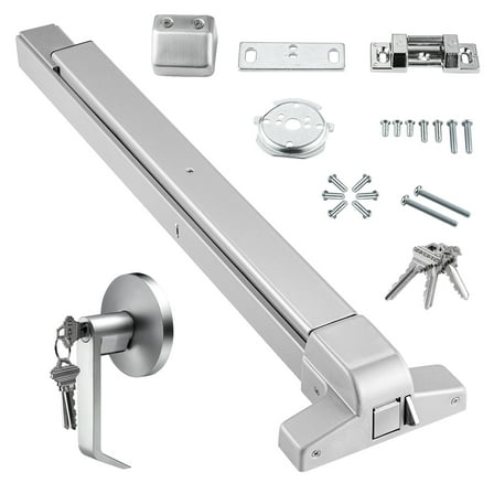 VEVOR Push Bar Door Locks Panic Exit Device with Exterior Lever Emergency Lock Carbon Steel Commercial Door, with Exterior Lever and 3 Keys for Metal Wood Door
