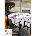thumbnail image 4 of Outdoor Tablecloth with Umbrella Hole and Zipper, Red Blue Diamond Square Table Cloth 60x60 Inch Waterproof Tablecloth, Modern Geometric Middle Century White Picnic Table Cover for Patio Camping, 4 of 7