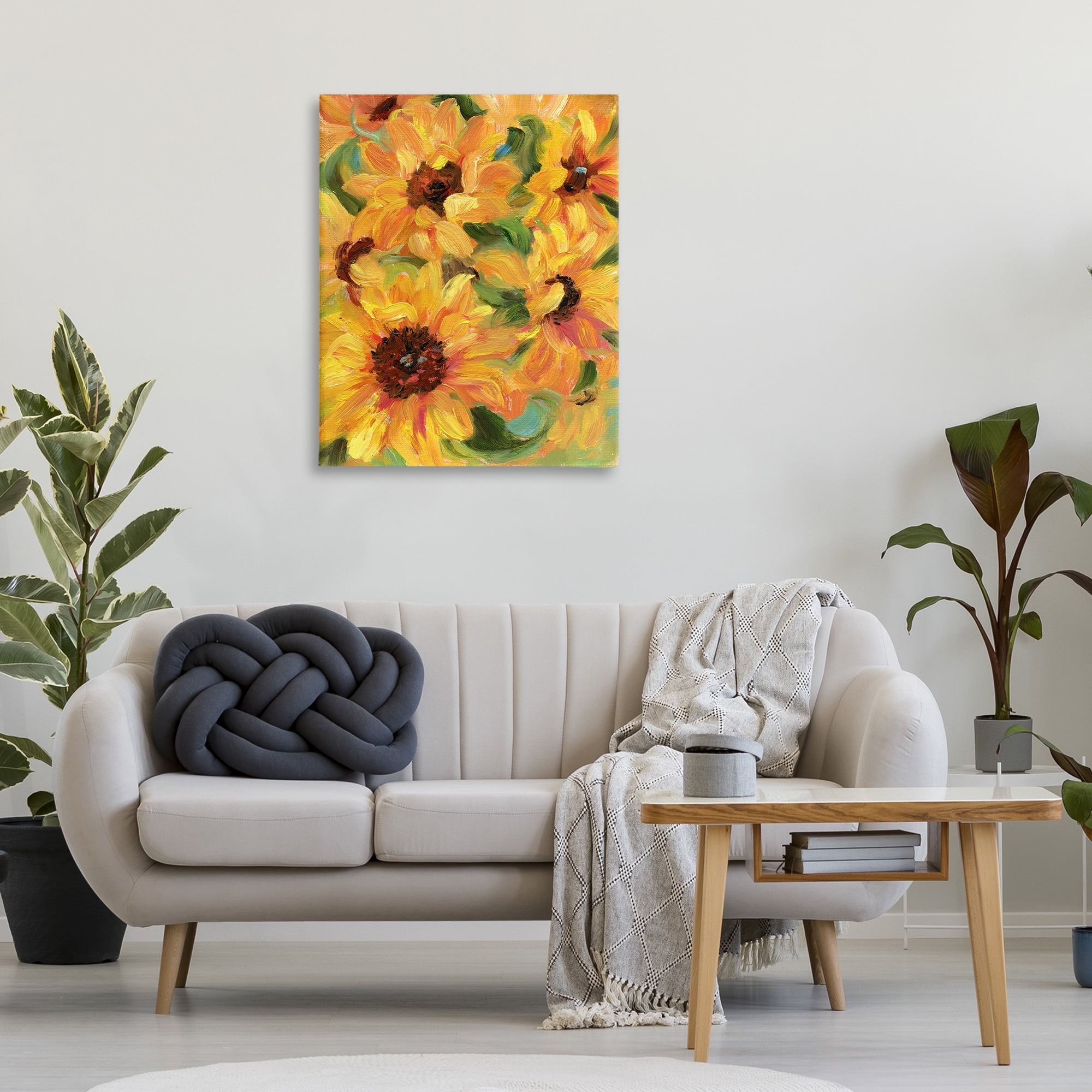 Stupell Industries Sunflower Bunches Pattern Botanical & Floral Painting Gallery Wrapped Canvas Art Print Wall Art, 30 x 40
