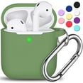thumbnail image 1 of AirPods Case Cover , Soft Silicone Protective Cover with Keychain for Women Men Compatible with Apple AirPods 2nd 1st Generation Charging Case, Front LED Visible-Olive green, 1 of 5