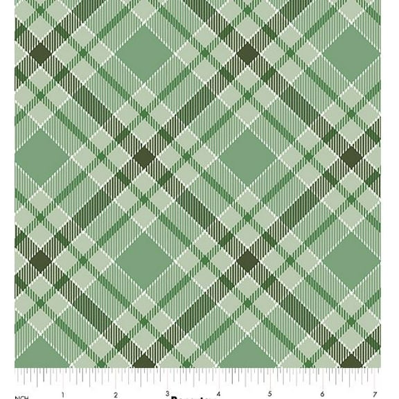 Cotton Green Plaid Sage Green Give Thanks Benartex Cotton Fabric Print by the Yard (14942-42)