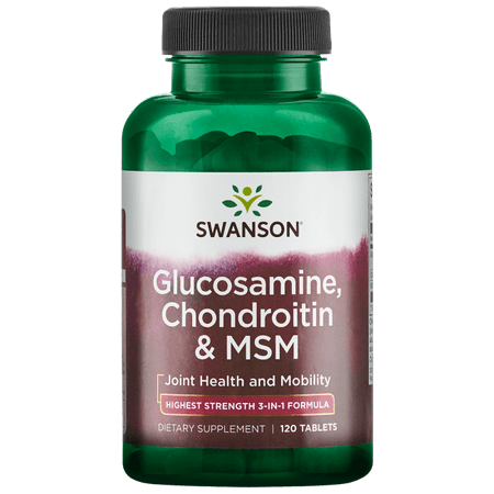 Swanson Highest Strength 3-in-1 Formula Glucosamine, Chondroitin & Msm Tablets, 1800 mg, 120