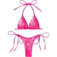 thumbnail image 1 of Conjunto de traje de baño sexy de 2 piezas con diamantes de imitación y lazo en la espalda para mujer Rosa encendido G Rosa encendido G Xishao ropa, 1 of 2