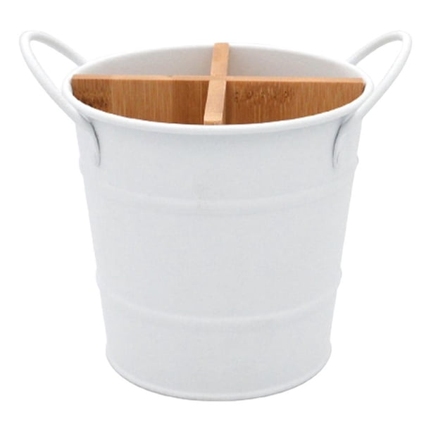 Naiovety Cubiertos Cuchara Tenedor Estante de almacenamiento Divisor Utensilio Caddy Vajilla Compartimento Organizadores de utensilios de cocina Blanco balde