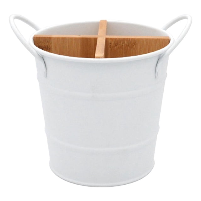 Naiovety Cubiertos Cuchara Tenedor Estante de almacenamiento Divisor Utensilio Caddy Vajilla Compartimento Organizadores de utensilios de cocina Blanco balde