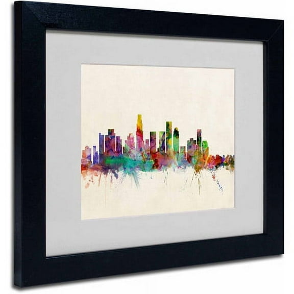 Trademark Fine Art "Los Angeles, California" Canvas Art by Michael Tompsett, Black Frame