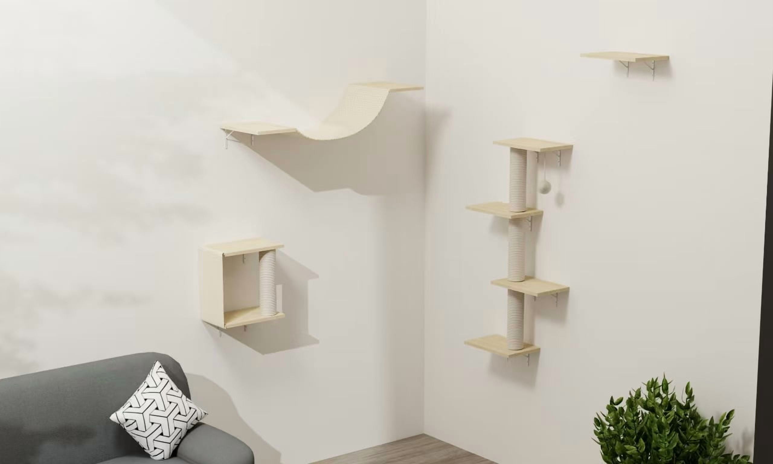 4Pcs Modern Wall-Mounted Cat Furniture