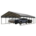 thumbnail image 2 of Summit Living 20 x 30 ft Outdoor Metal Carport with Galvanized Steel Roof, Heavy-Duty Steel Garage Car Storage Shelter, Gray, 2 of 10