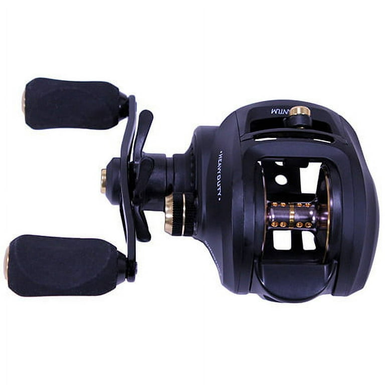 Quantum Smoke Heavy Duty Baitcast Fishing Reel, Size 200 Left-Hand  Retrieve, Strong Aluminum Frame and Gear Side Cover, Zero Friction Spool  Design, 7-Bearing System, Black 