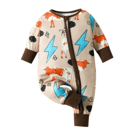

Baby Boy Rompers Zipper Bamboo Rayon Pajamas Buttery-Soft Cotton One-Piece Romper Jumpsuit Sleep and Play