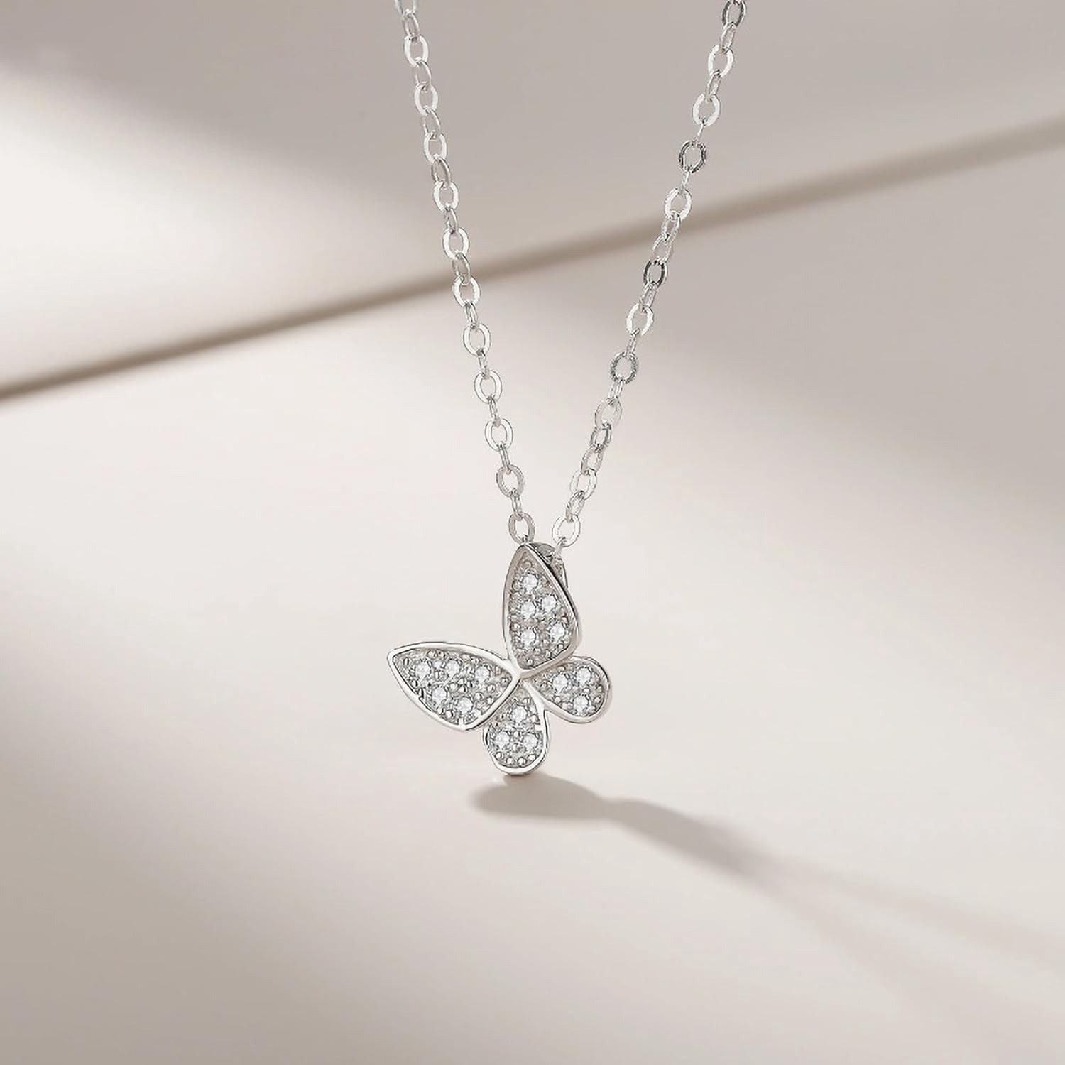 14K Gold Plated Butterfly Necklaces for Women 925 Sterling Silver Cute Butterfly CZ Pendant Necklace Dainty Insect Animal Charm Chain Necklace Jewelry Birthday Gifts for Mom Daughter