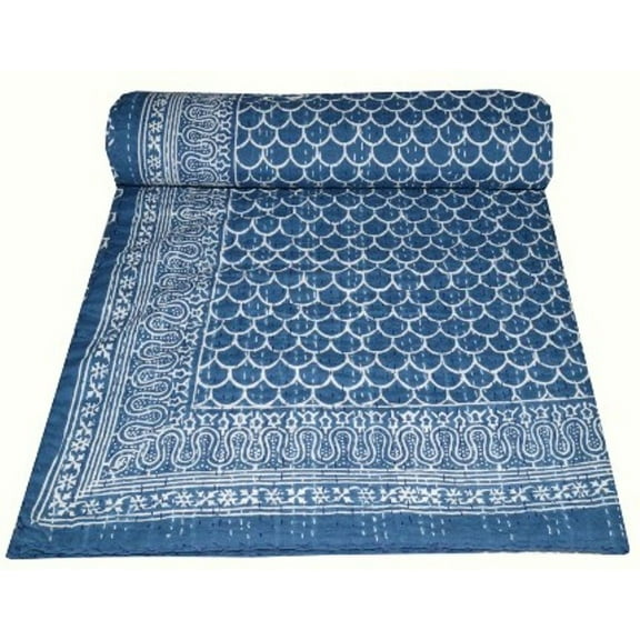 indian cotton kantha quilt Bedding throw sofa coverlet bedspread single size Handmade vintage blanket, 60 X 90 Inche