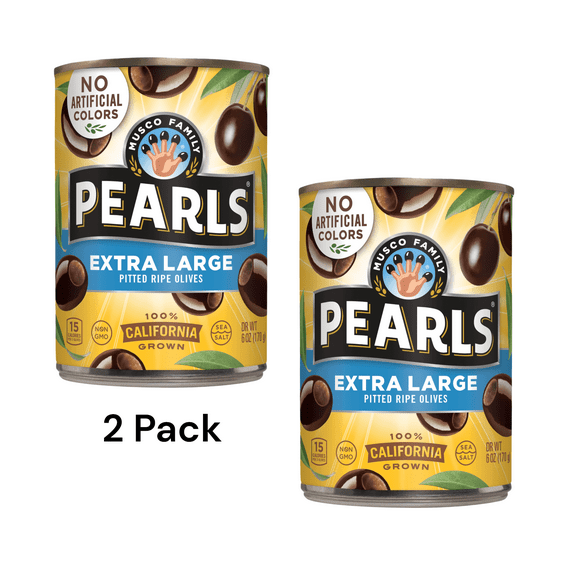 Pearls 2 Pack Extra Large Pitted California Ripe Olives, 6 oz. Can