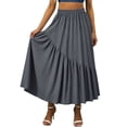 thumbnail image 5 of Purcolt Women High Waisted Knee-Length Skirt Solid Color Casual Skirts A-Line Elastic Waist Skirt, 5 of 7