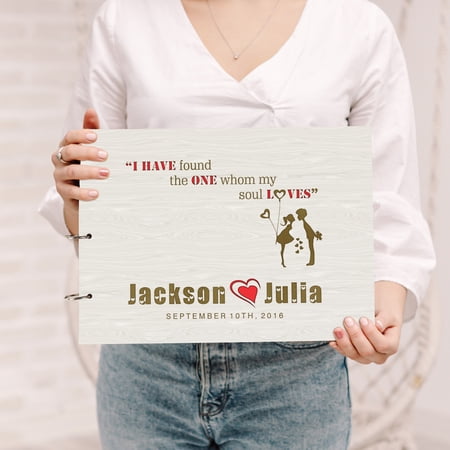 Darling Souvenir Personalized Engraved Laser Cut Wedding Guest Book Wooden Cover Sign-in Book Registry Guestbook Scrapbook-LW
