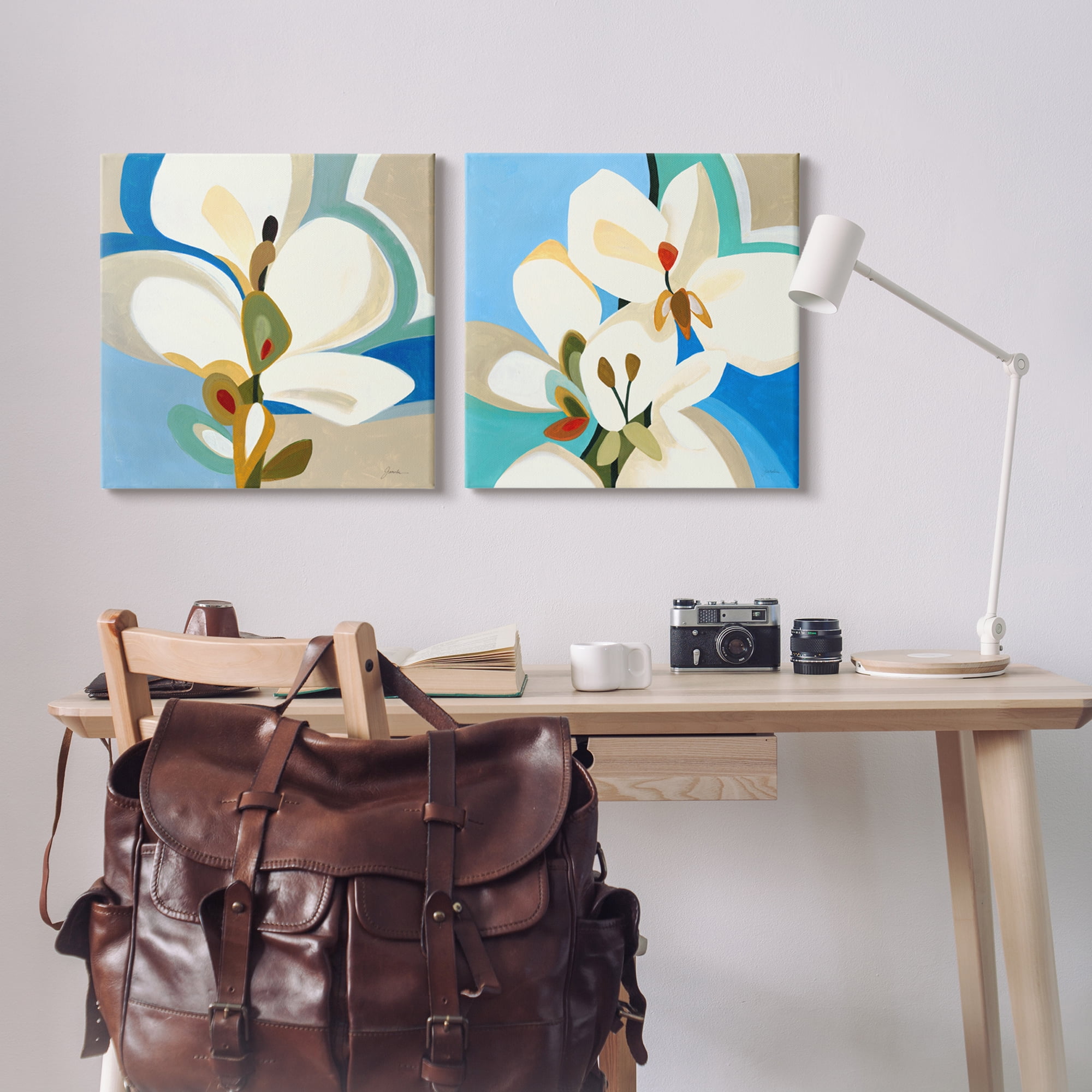 Stupell Industries Modern Flower Pattern Botanical & Floral Painting Gallery Wrapped Canvas Print Wall Art, 24 x 24, Set of 2