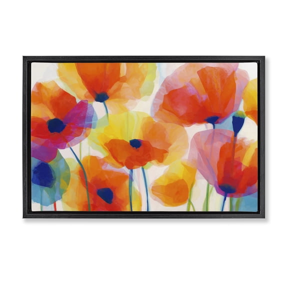 Stupell Industries Poppies At Golden Hour Black Framed Floater Canvas Wall Art, design by Chromatic Storm Studio