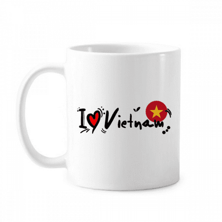 

I Love Vietnam Word Flag Love Heart Illustration Mug Pottery Cerac Coffee Porcelain Cup Tableware