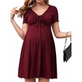 thumbnail image 2 of ZAXARRA Robe de Grossesse Courte d'Été pour Femmes Couleur Unie Manches Courtes Col en V Robe de Baby Shower, 2 of 6