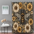 thumbnail image 3 of Retro Bee Shower Curtain Set with Hooks, Country Yellow Honeycomb White Daisy Farmhouse Water Repellent Shower Curtains for Bathroom Decor Sturdy Shower Curtain, Machine Washable 48x72 Inch, 3 of 9