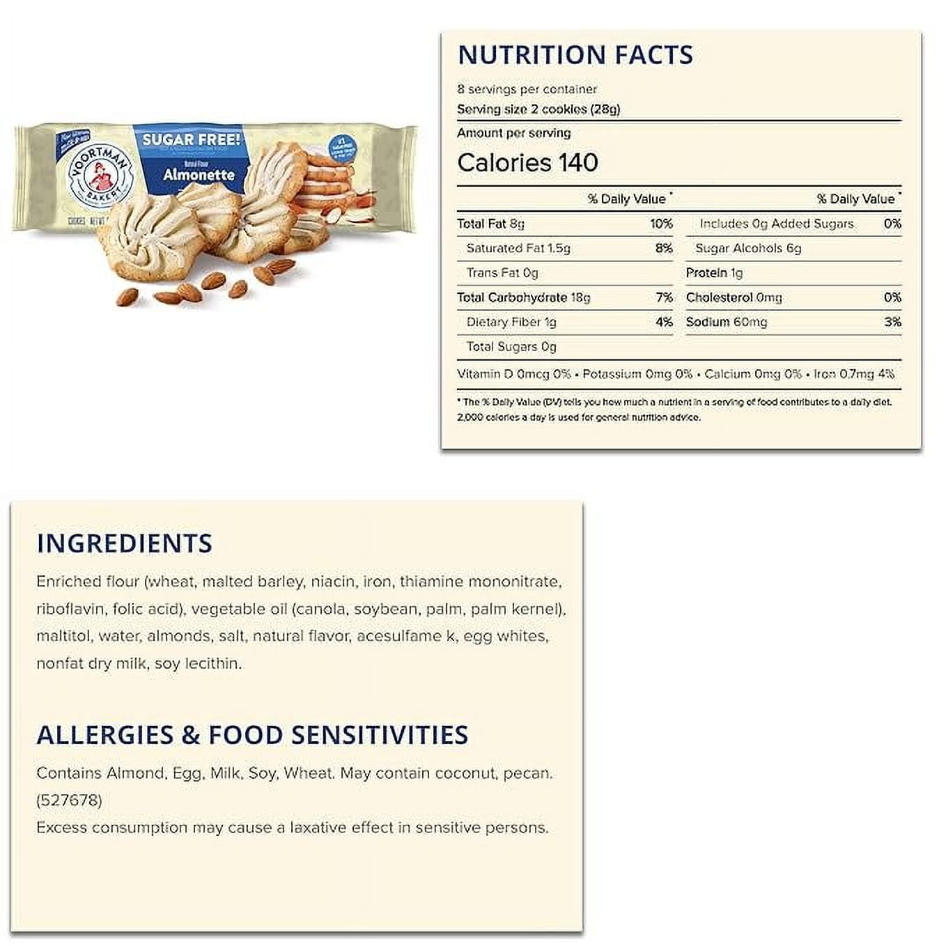 Voortman Bakery #1 in U.S. ZERO SUGAR COOKIES - Iced Almonette Cookies (Pack of 4 x 8 Oz Ea) Made Real ingredients ... Delicious!
