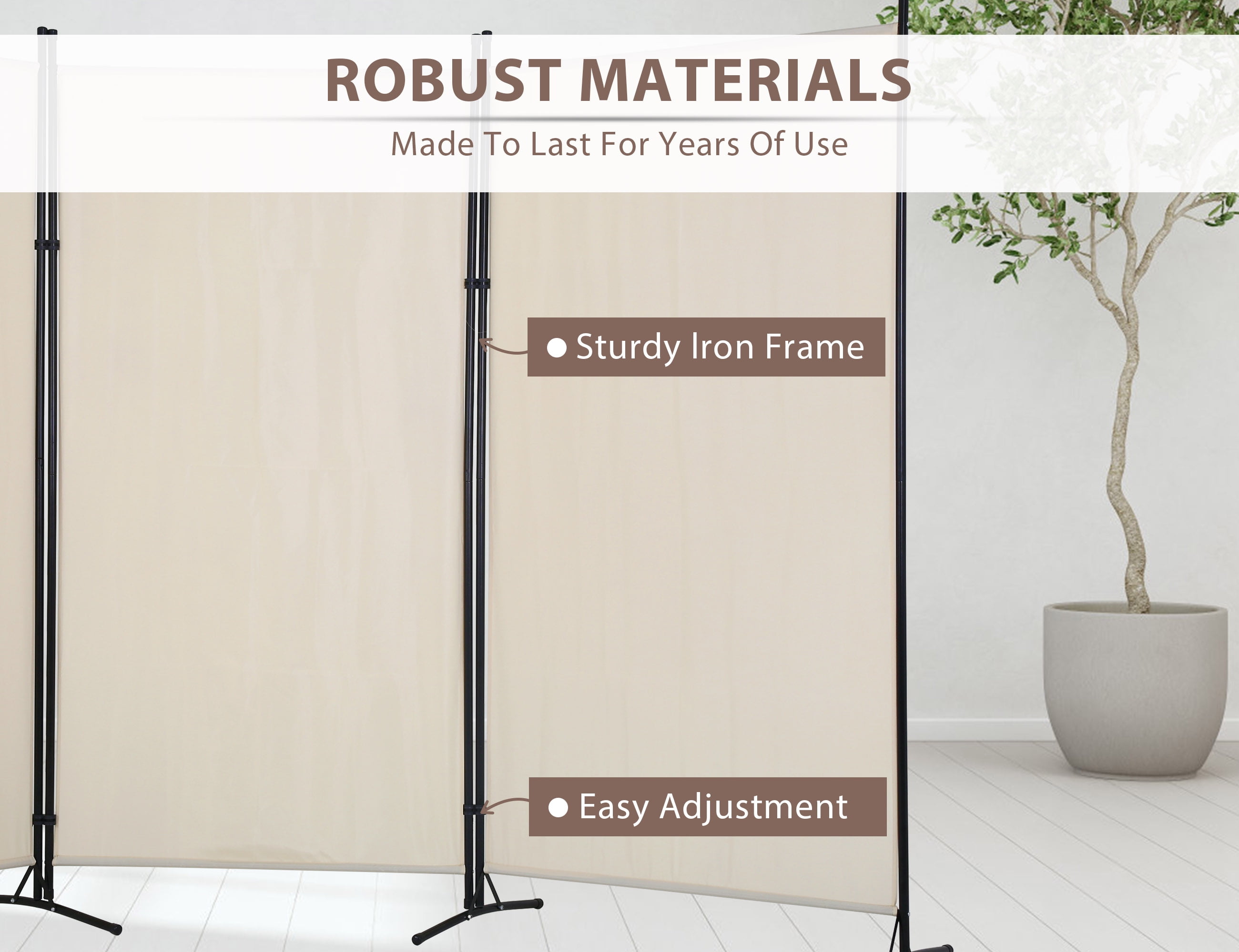 YRLLENSDAN Room Dividers Screen with 3 Panels, Temporary Wall Partitions and Dividers Freestanding  Folding Privacy Screen for Room Bedroom Metal Frame Portable Wall Divider Room Separation