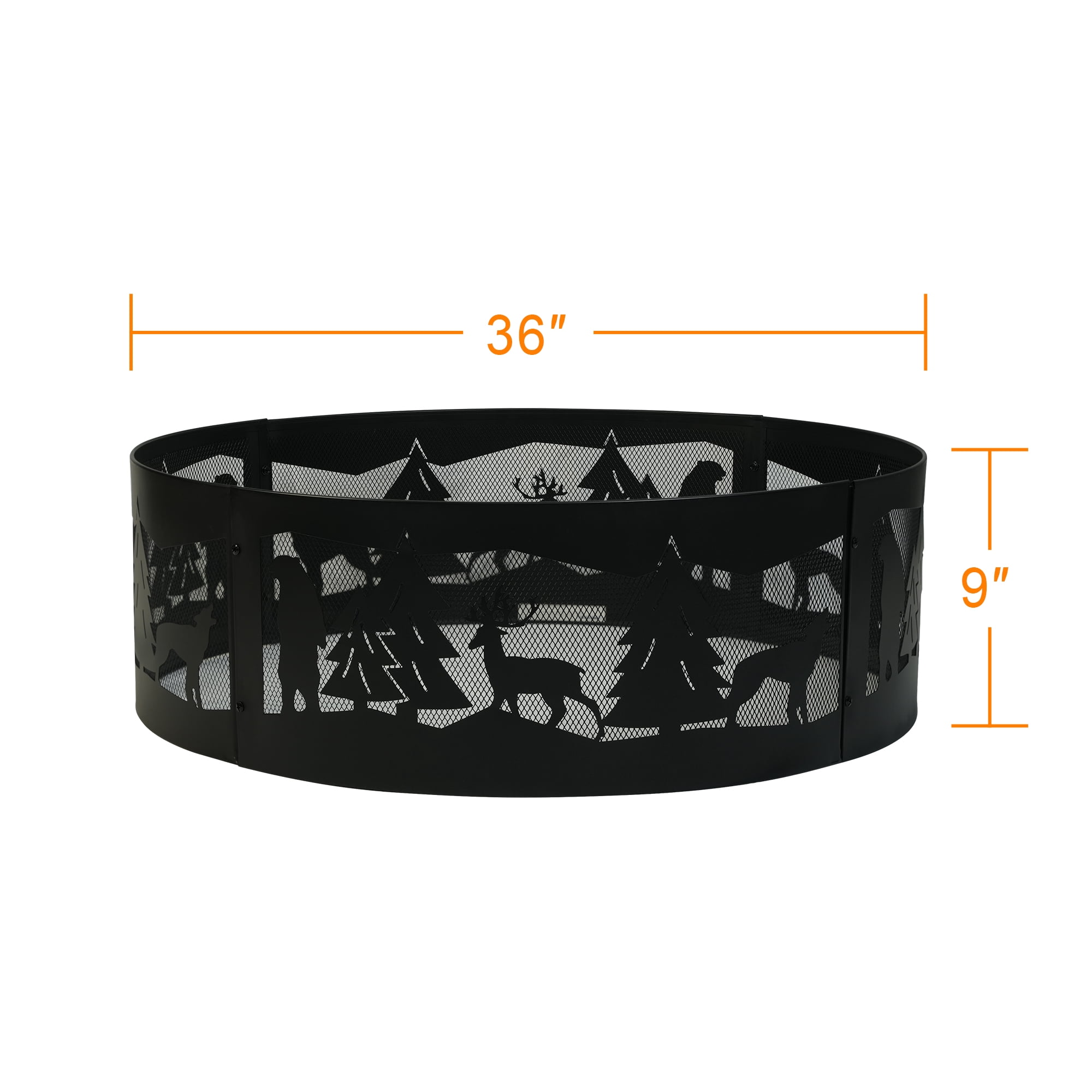 Vantana 36" Wood Burning Fire Pit Ring for Outdoor Bonfire Party Camping Backyards (Wildlife Version)
