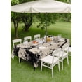 thumbnail image 3 of Outdoor Tablecloth with Umbrella Hole and Zipper, Chinese Rectangle Table Cloth 54x80 Inch Waterproof Tablecloth, Black White Tree Flowers Traditional Ink Painting Picnic Table Cover for Patio, 3 of 7