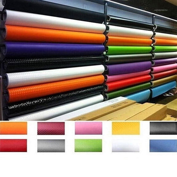 Walbest 3D Carbon Fibre Vinyl Car Film Sticker, 12" x 50", Purple