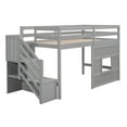 thumbnail image 6 of Harper & Bright Designs Twin Size Low Loft Bed with Storage Staircase and Window, Wooden Twin Loft Bed Frame with Under-Bed Space, Gray, 6 of 14